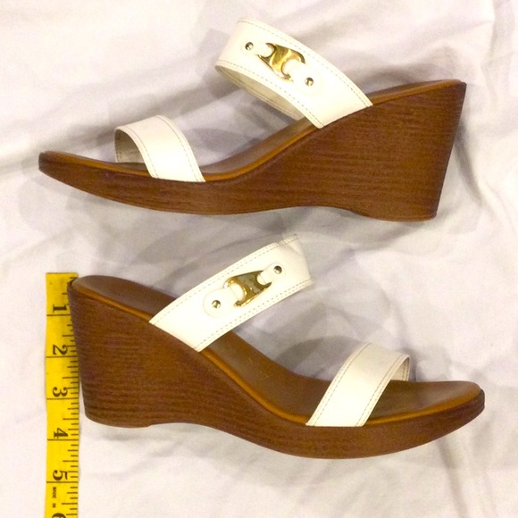 White Wedge Slide Heels Size 8.5 - Picture 5 of 8